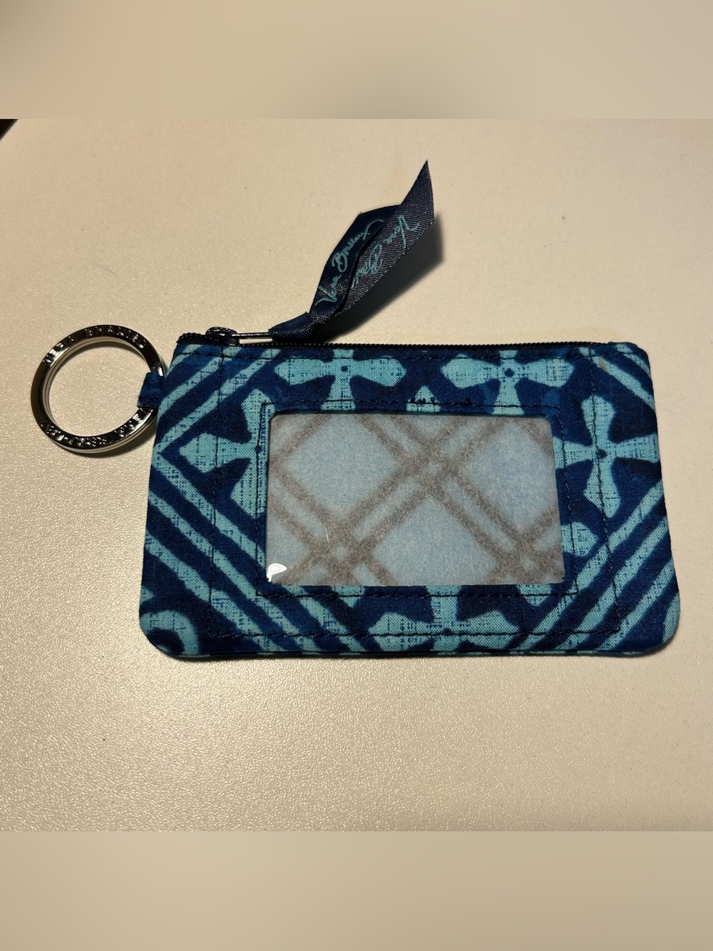 Vera Bradley Blue Patterned ID Card Holder Keyring